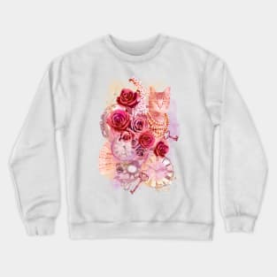 Cat CLock and Flowers Crewneck Sweatshirt